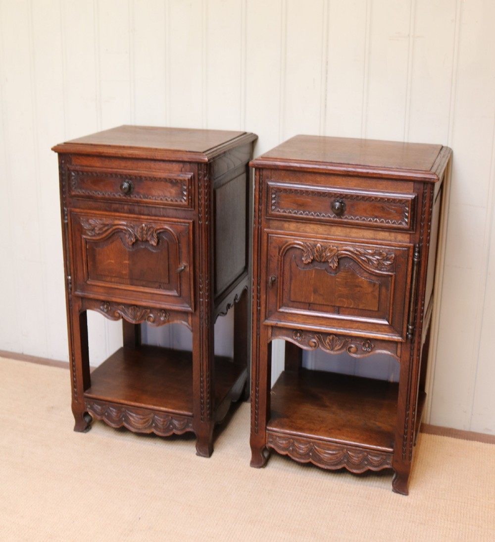 Late 19th Century Pair Of French Oak Bedside Cabinets View IV