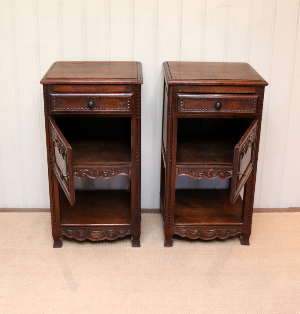 Late 19th Century Pair Of French Oak Bedside Cabinets View V