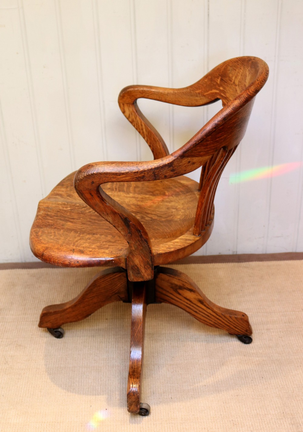 Solid Oak Revolving Office Chair View III