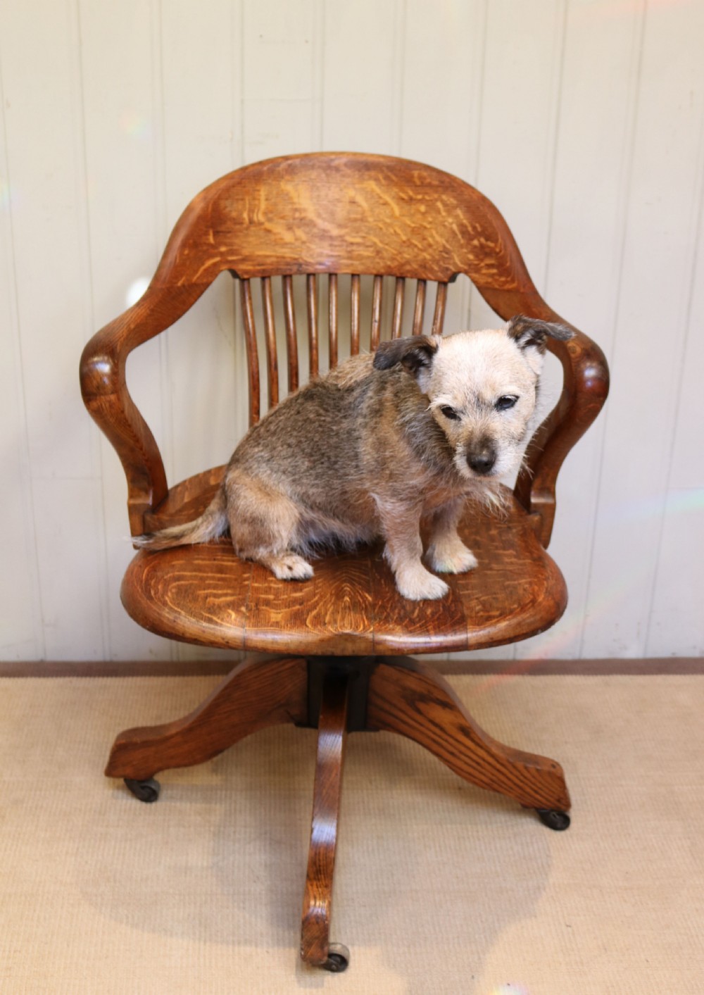 Solid Oak Revolving Office Chair View IV