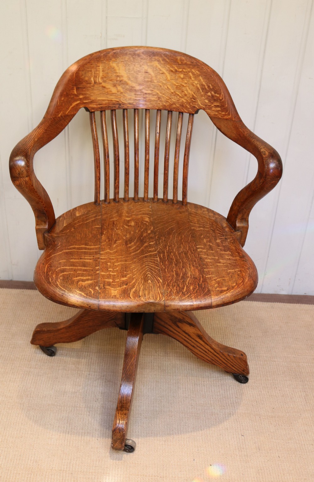 Solid Oak Revolving Office Chair View VI