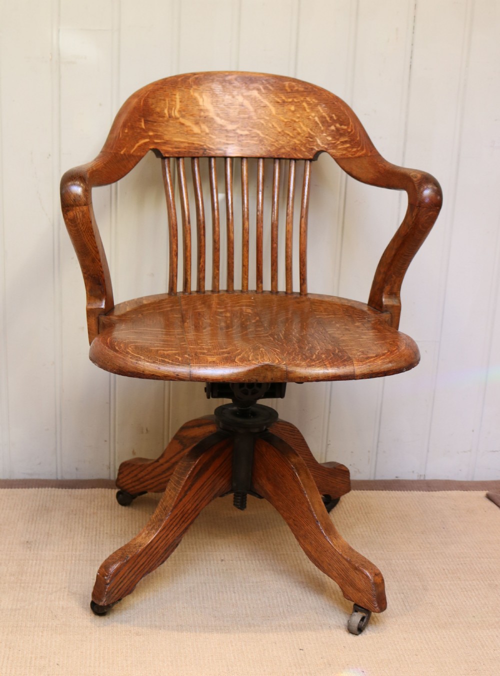 Solid Oak Revolving Office Chair View VII
