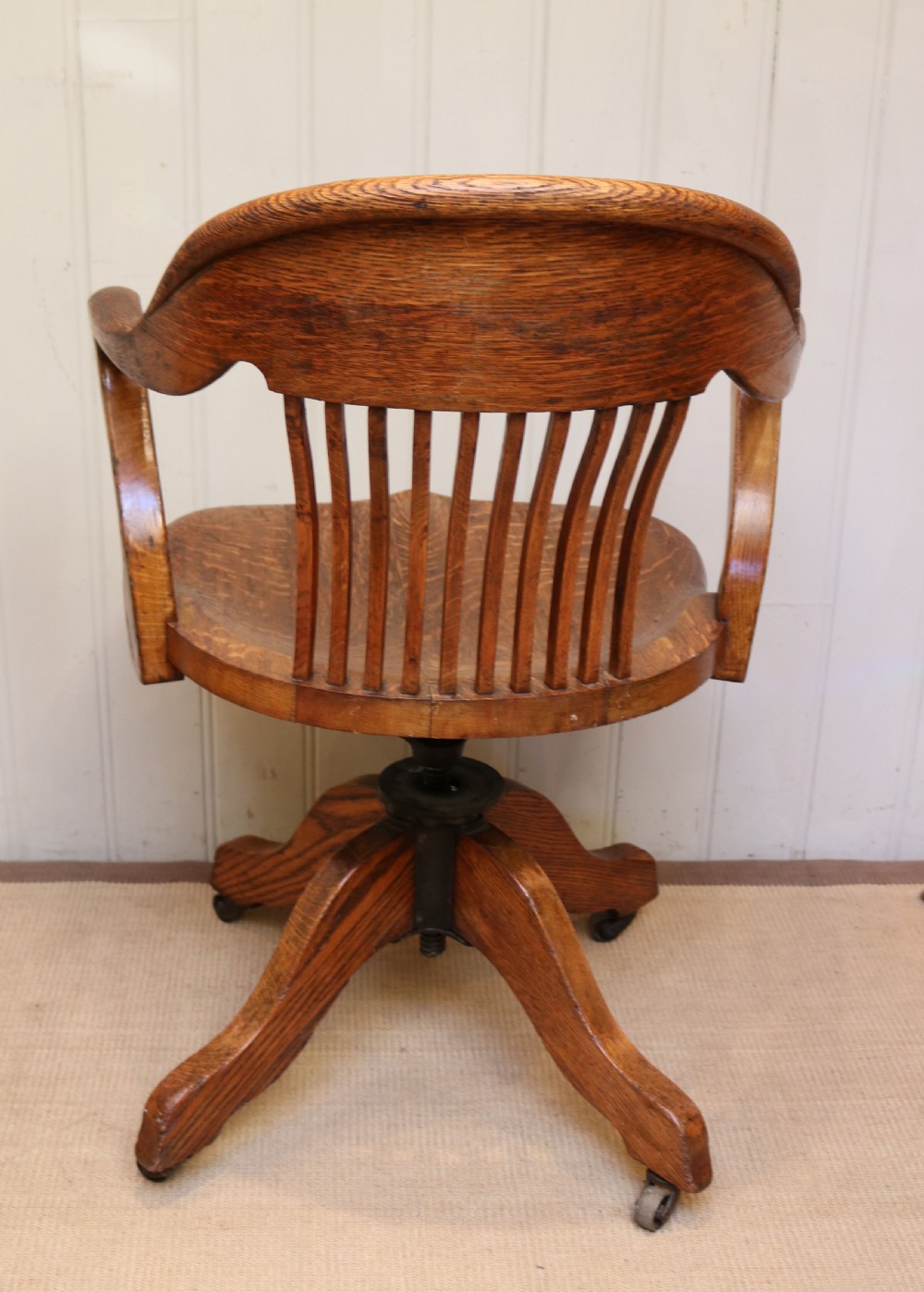 Solid Oak Revolving Office Chair View VIII