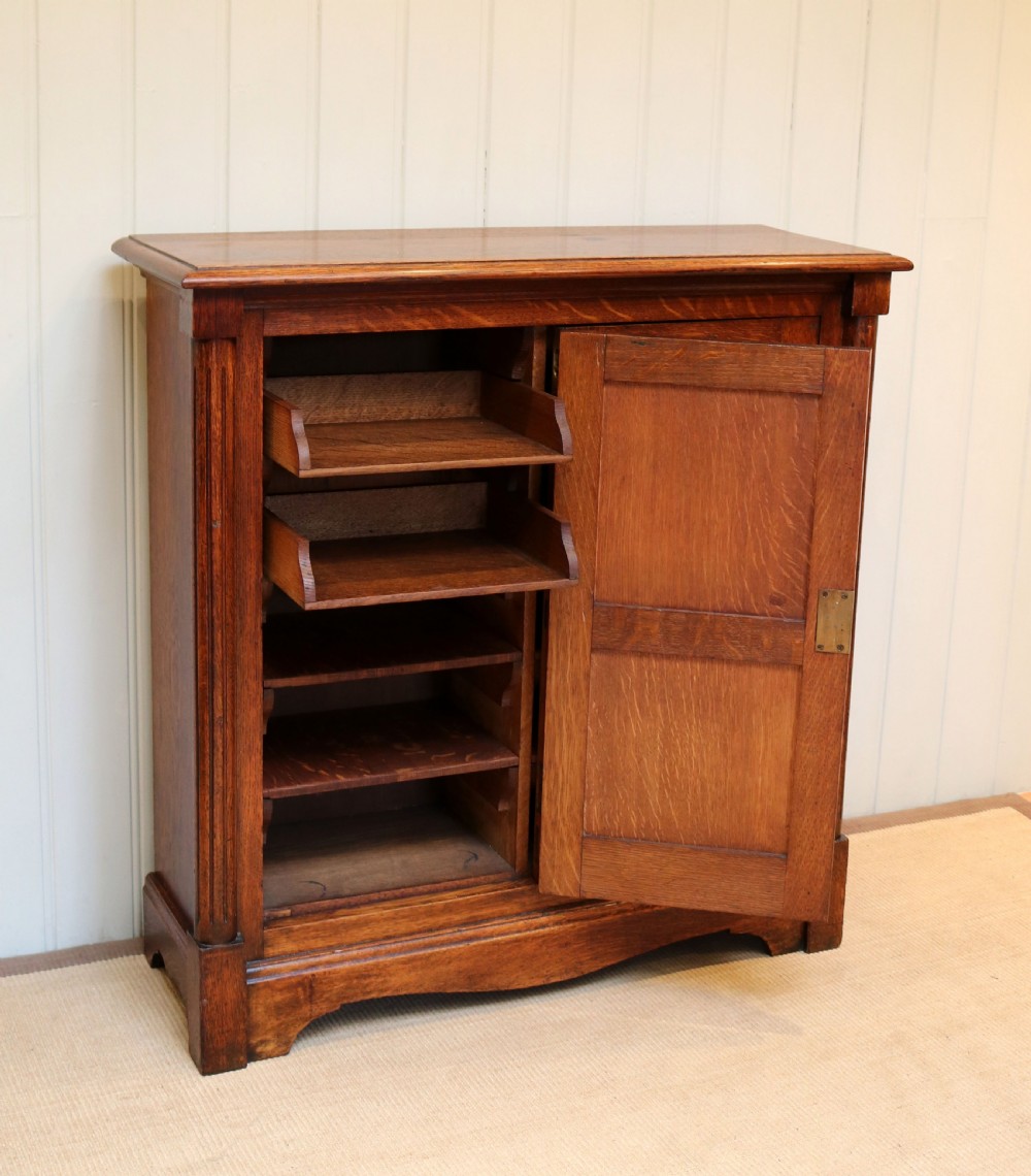 Unusual Carved Oak Filing Cabinet  View III