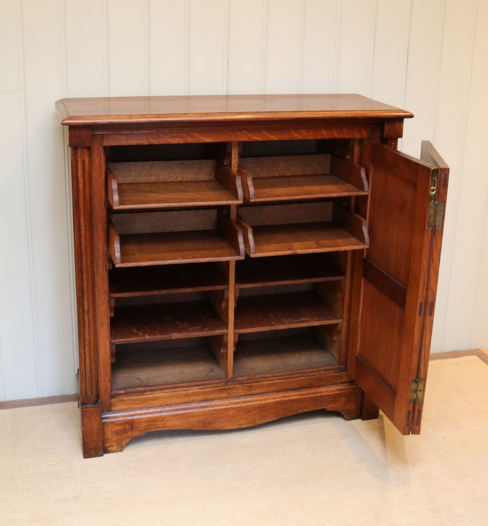 Unusual Carved Oak Filing Cabinet  View IV