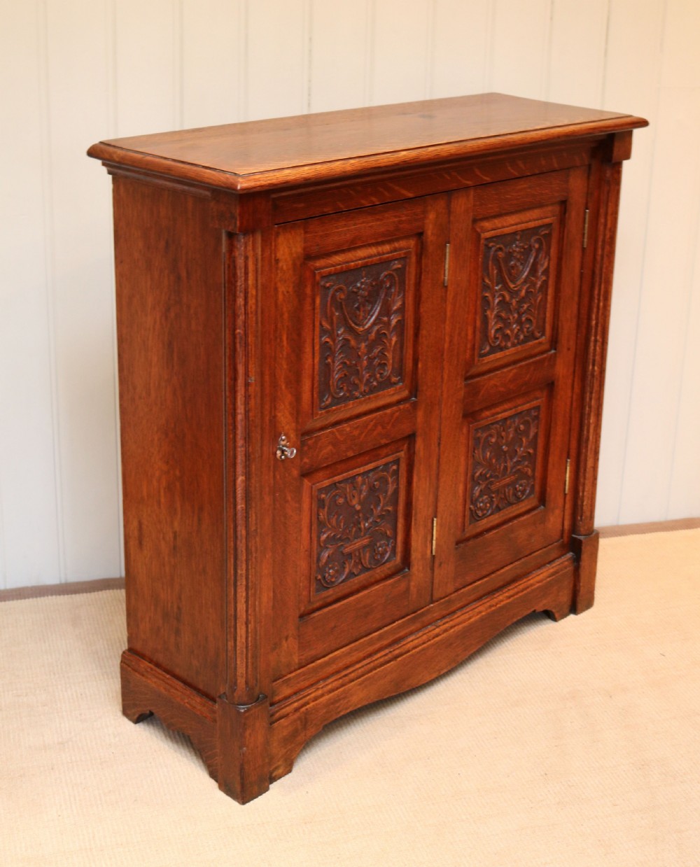 Unusual Carved Oak Filing Cabinet  View VI