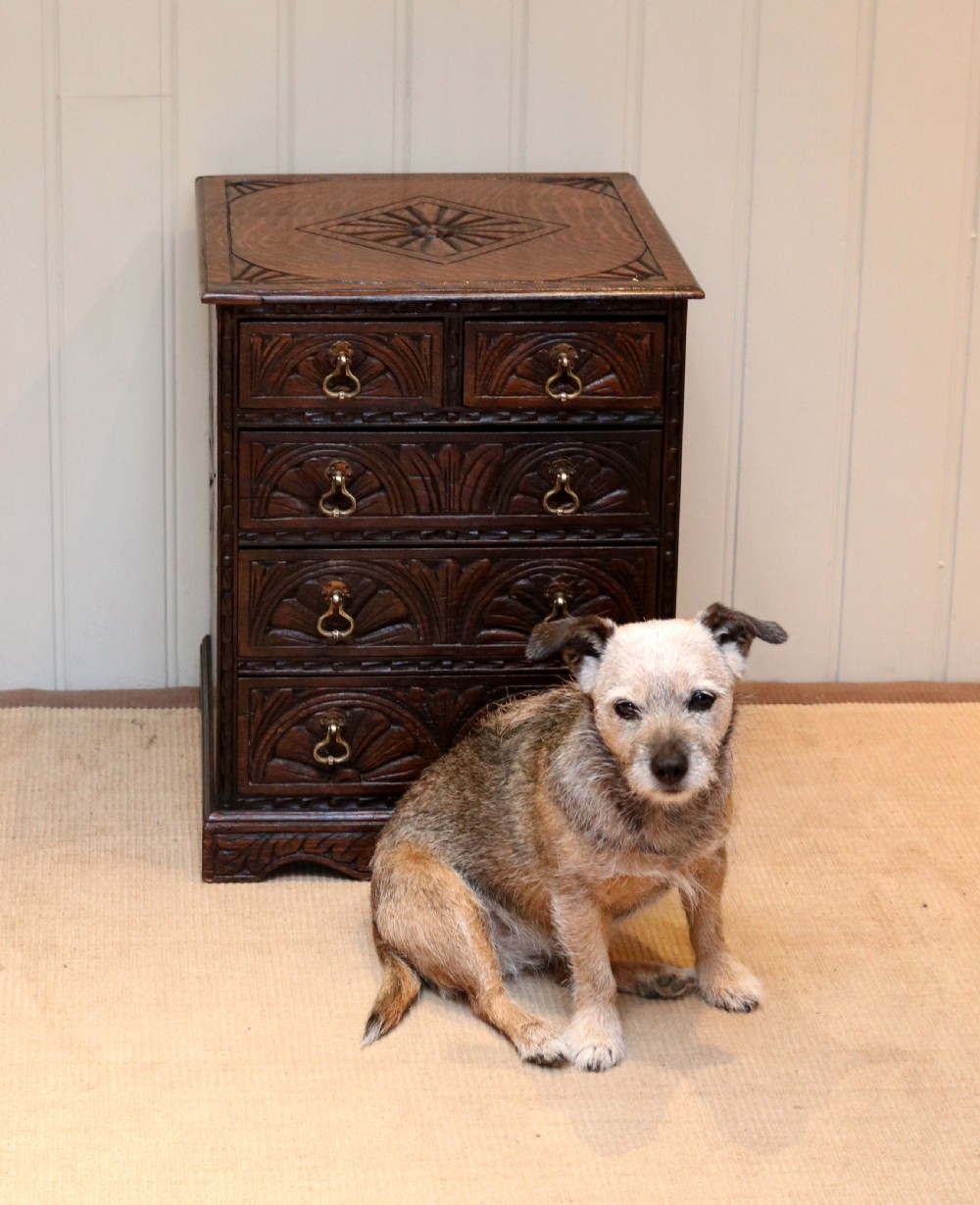 Small Proportioned Carved Oak Chest Of Drawers View V