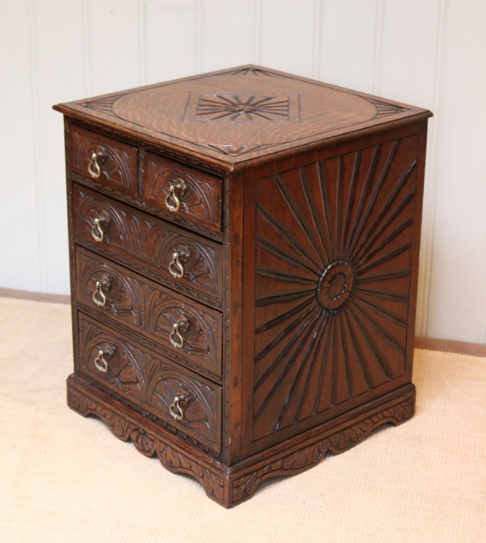 Small Proportioned Carved Oak Chest Of Drawers View VI
