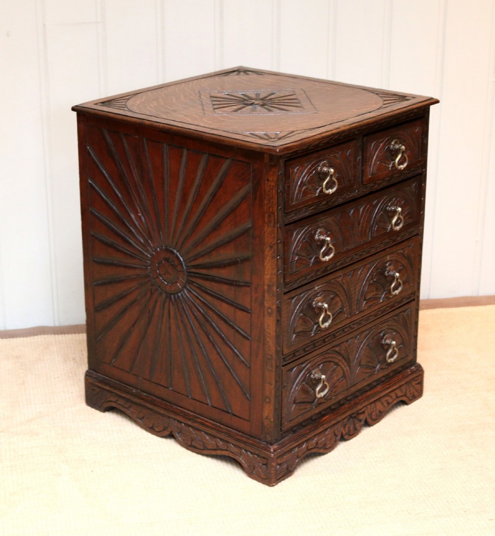 Small Proportioned Carved Oak Chest Of Drawers View VII