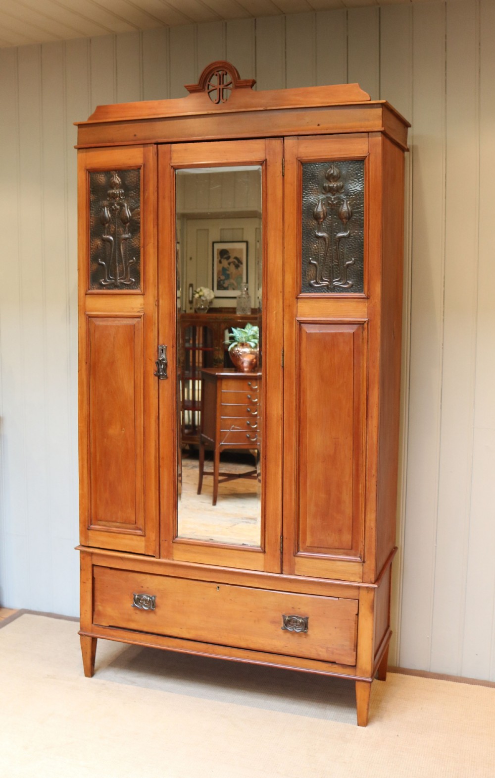 Satin Walnut Art Nouveau Wardrobe  View II