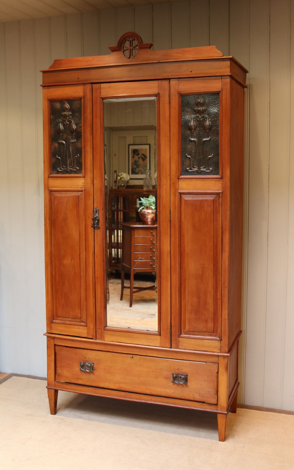 Satin Walnut Art Nouveau Wardrobe  View IV