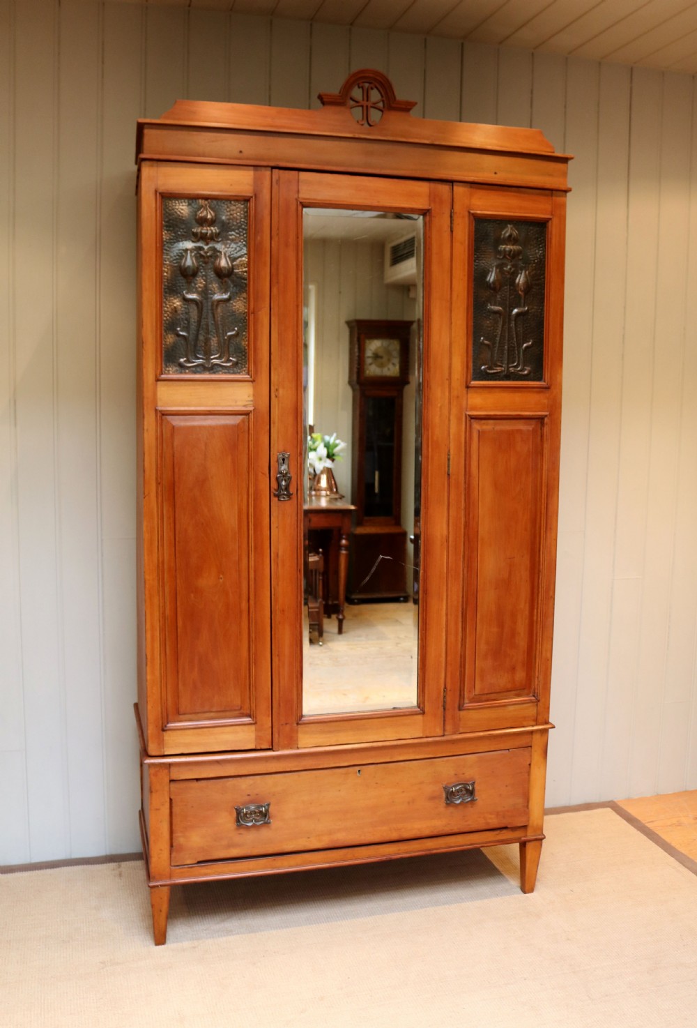 Satin Walnut Art Nouveau Wardrobe  View V