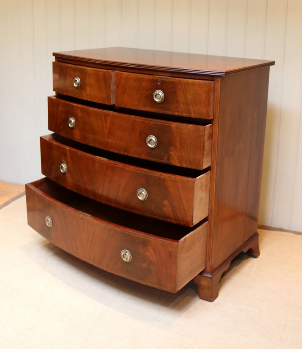 Edwardian Mahogany Bow Front Chest Of Drawers View V