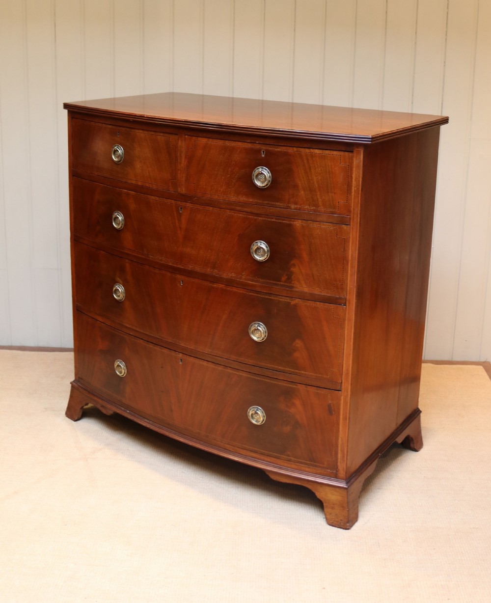 Edwardian Mahogany Bow Front Chest Of Drawers View VII