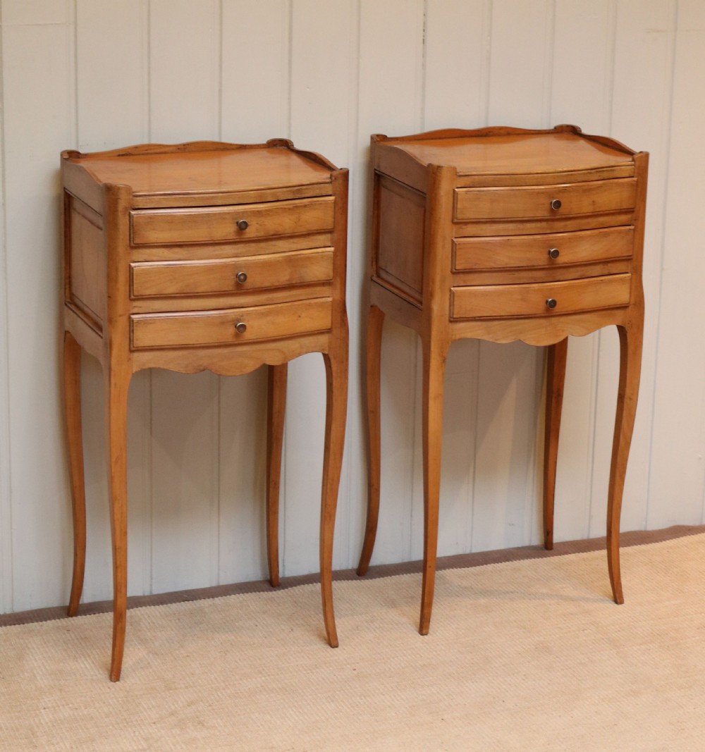 Pair Of French Cherry Wood Bedside Cabinets 
