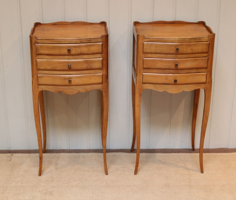 Pair Of French Cherry Wood Bedside Cabinets  View II