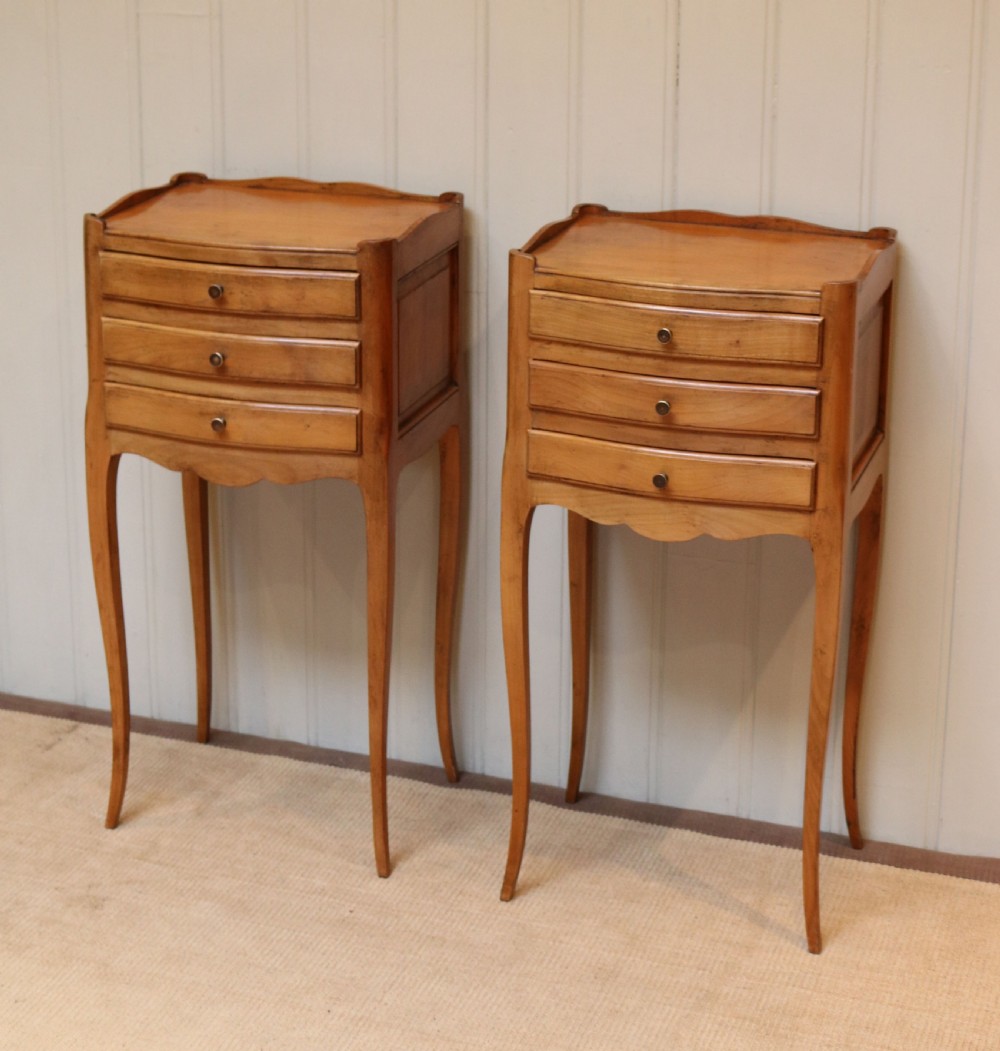 Pair Of French Cherry Wood Bedside Cabinets  View III