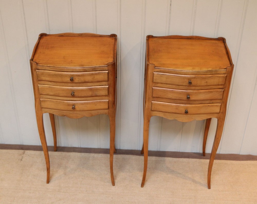 Pair Of French Cherry Wood Bedside Cabinets  View IV