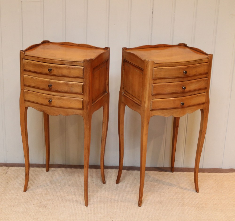 Pair Of French Cherry Wood Bedside Cabinets  View V