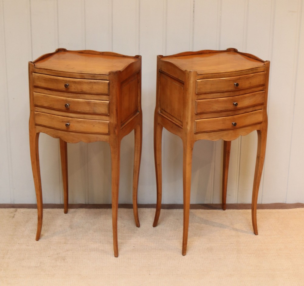 Pair Of French Cherry Wood Bedside Cabinets  View VI