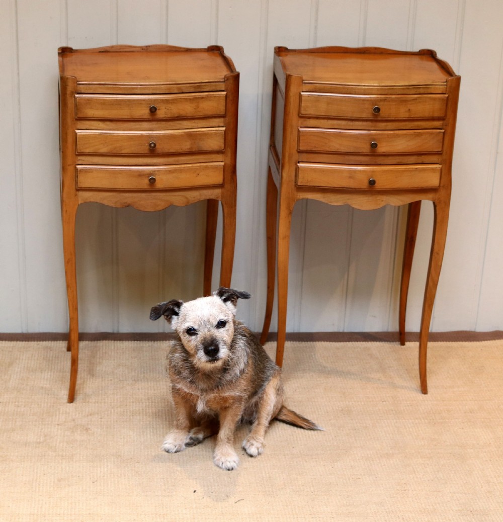 Pair Of French Cherry Wood Bedside Cabinets  View VII