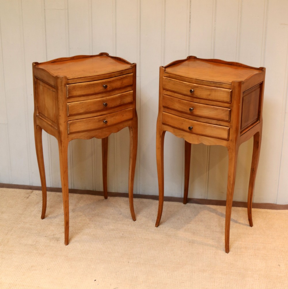 Pair Of French Cherry Wood Bedside Cabinets  View VIII