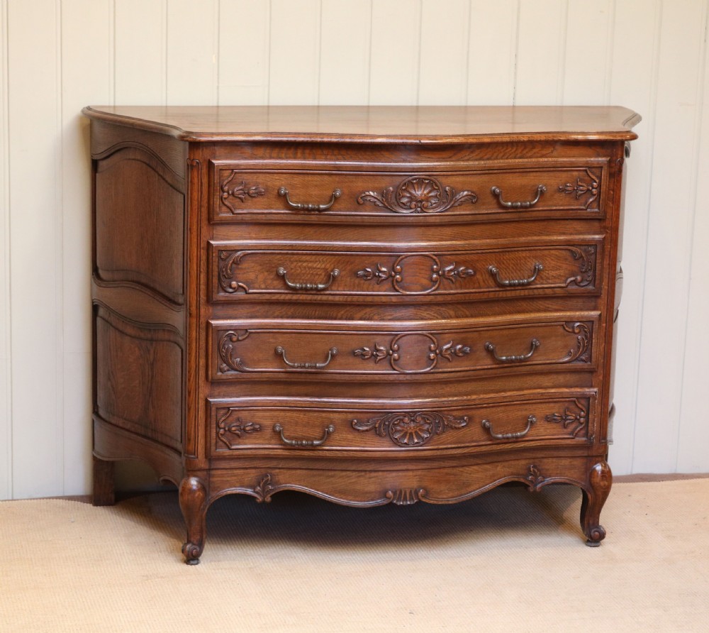 French Solid Oak Serpentine Front Chest of Drawers View II