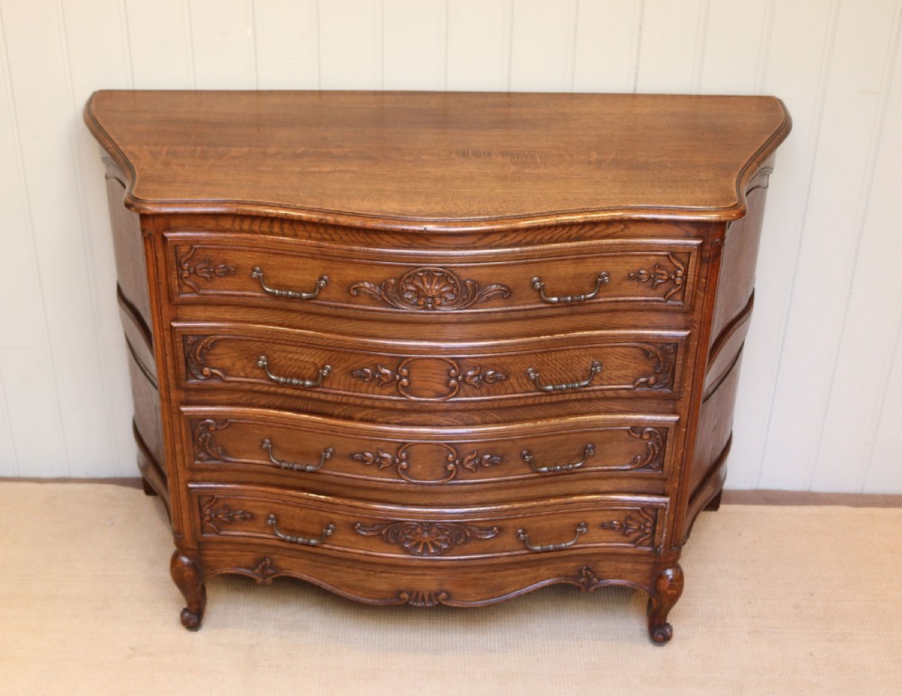 French Solid Oak Serpentine Front Chest of Drawers View III