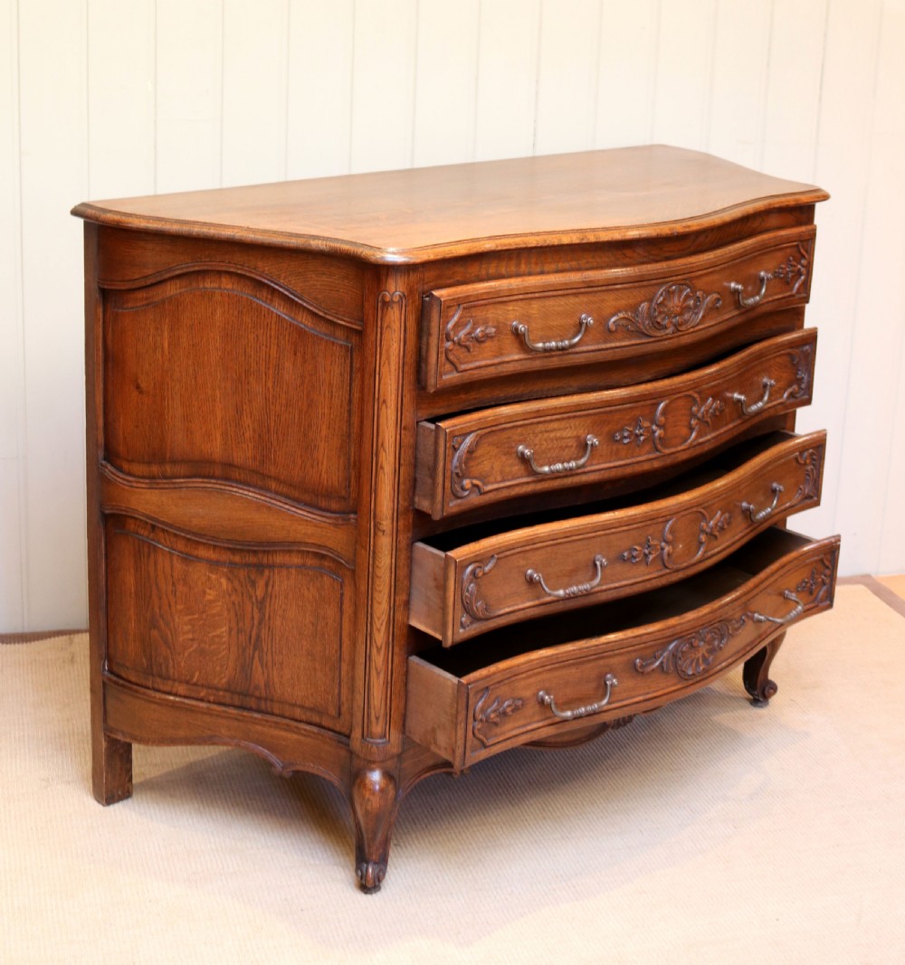French Solid Oak Serpentine Front Chest of Drawers View V