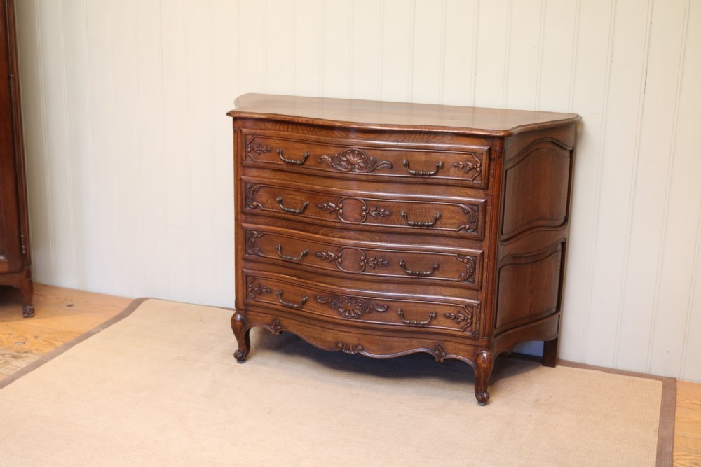 French Solid Oak Serpentine Front Chest of Drawers View VII
