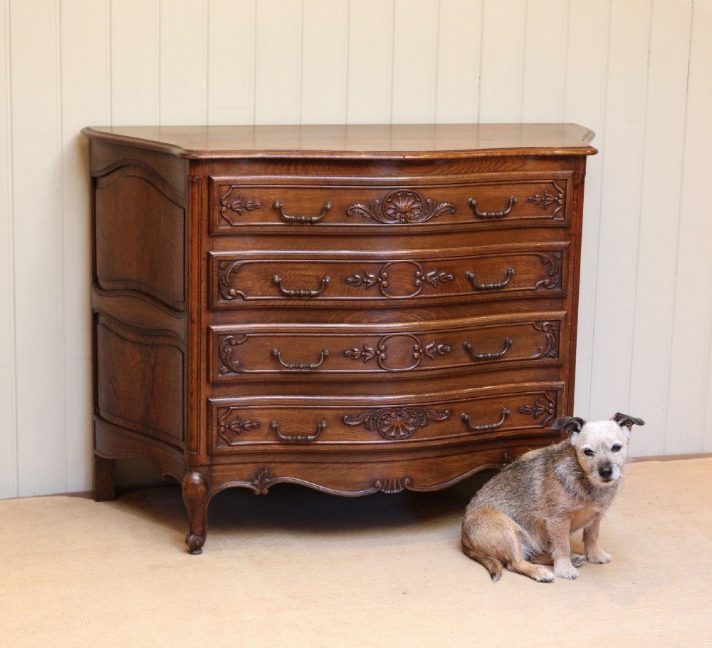 French Solid Oak Serpentine Front Chest of Drawers View VIII