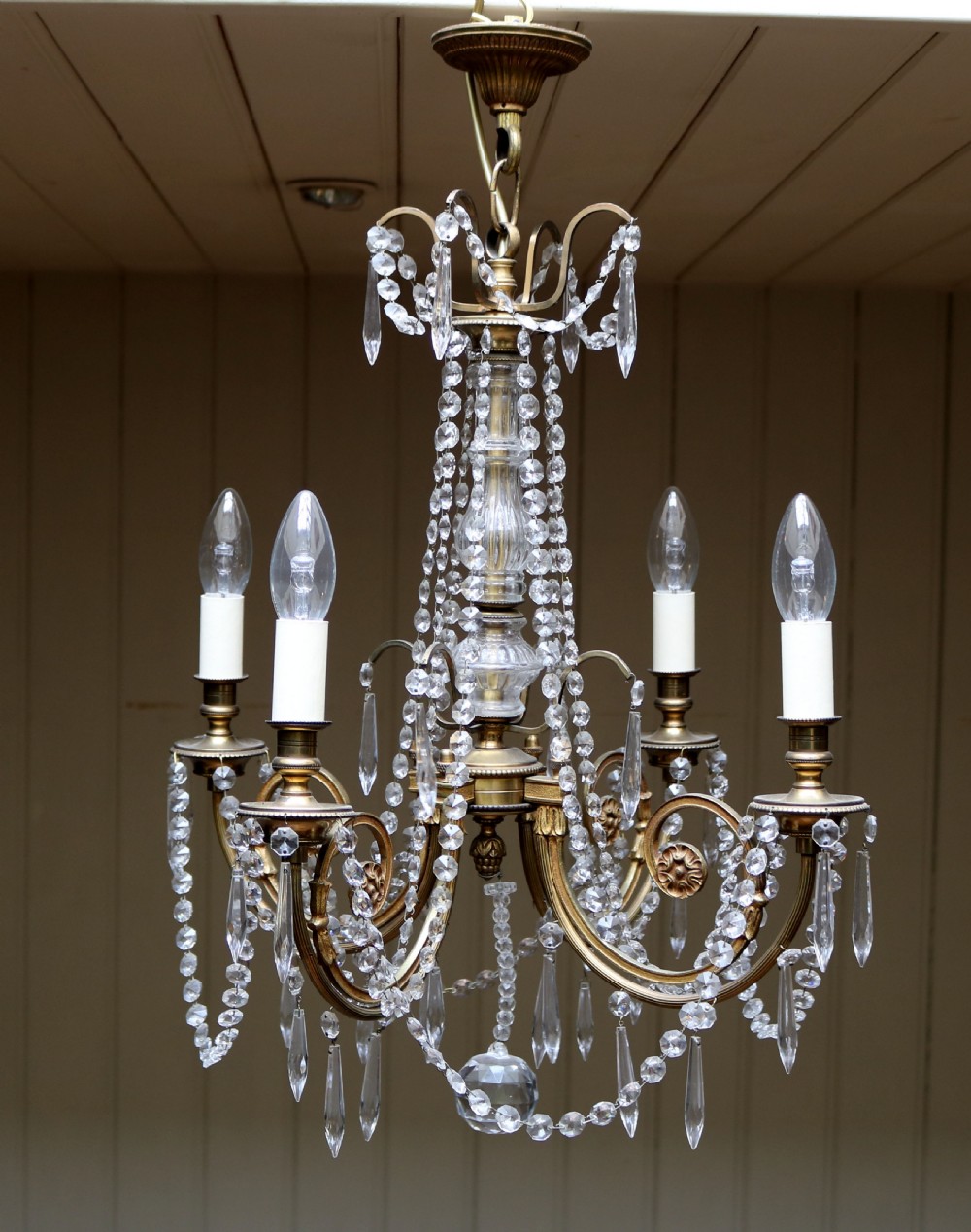 French Gilt And Brass Chandelier  View III