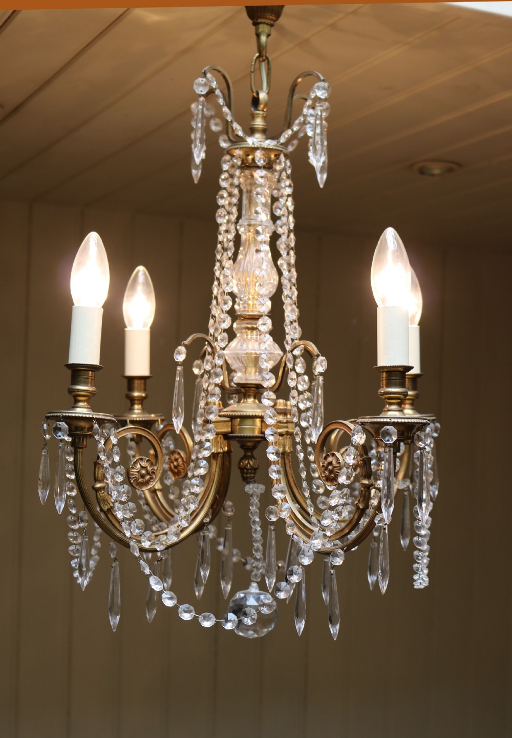 French Gilt And Brass Chandelier  View V