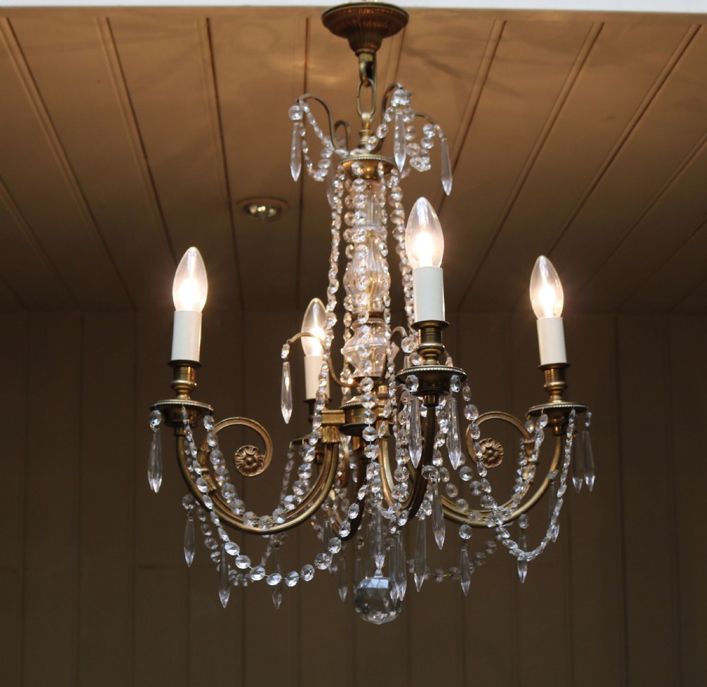 French Gilt And Brass Chandelier  View VII