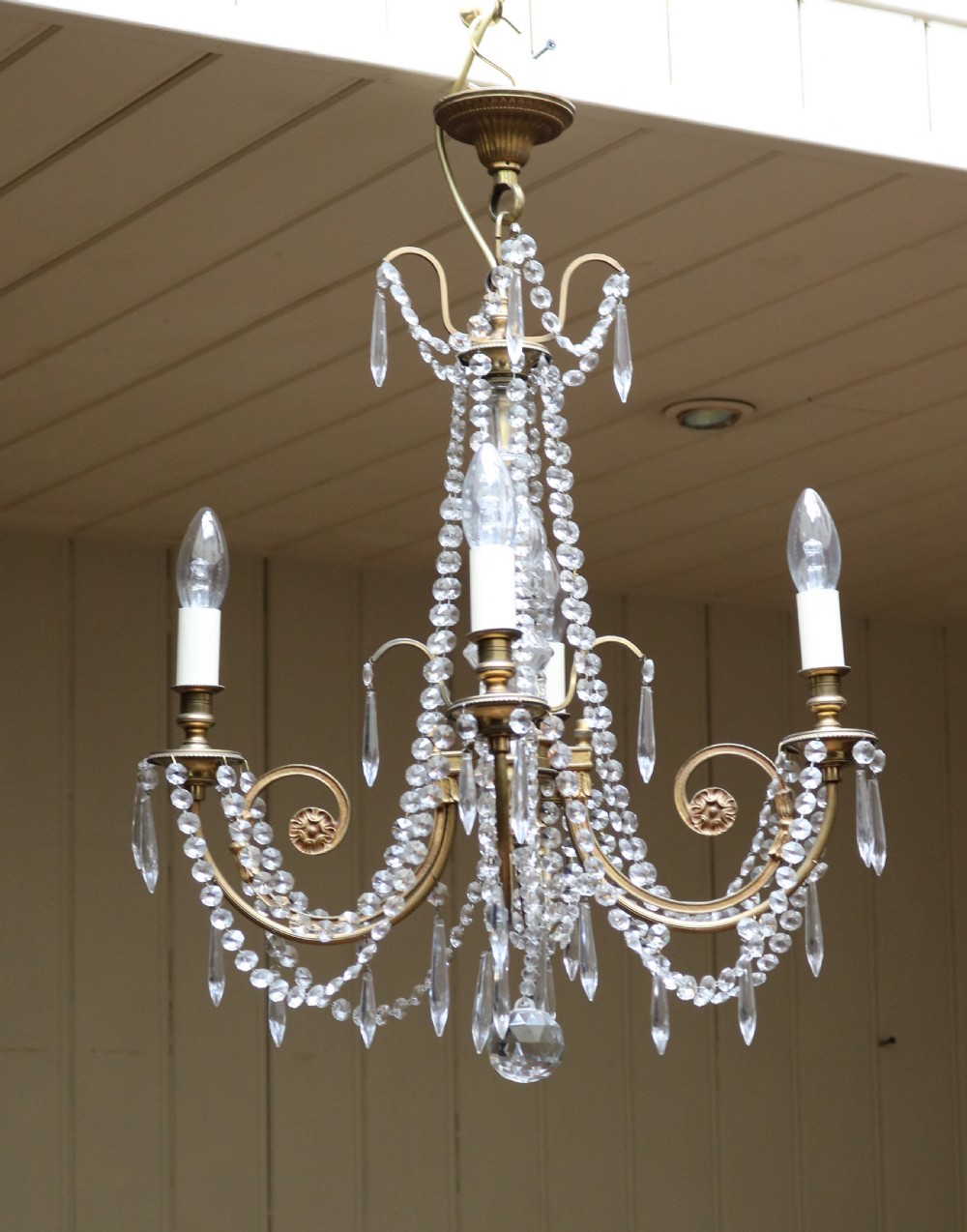 French Gilt And Brass Chandelier  View VIII