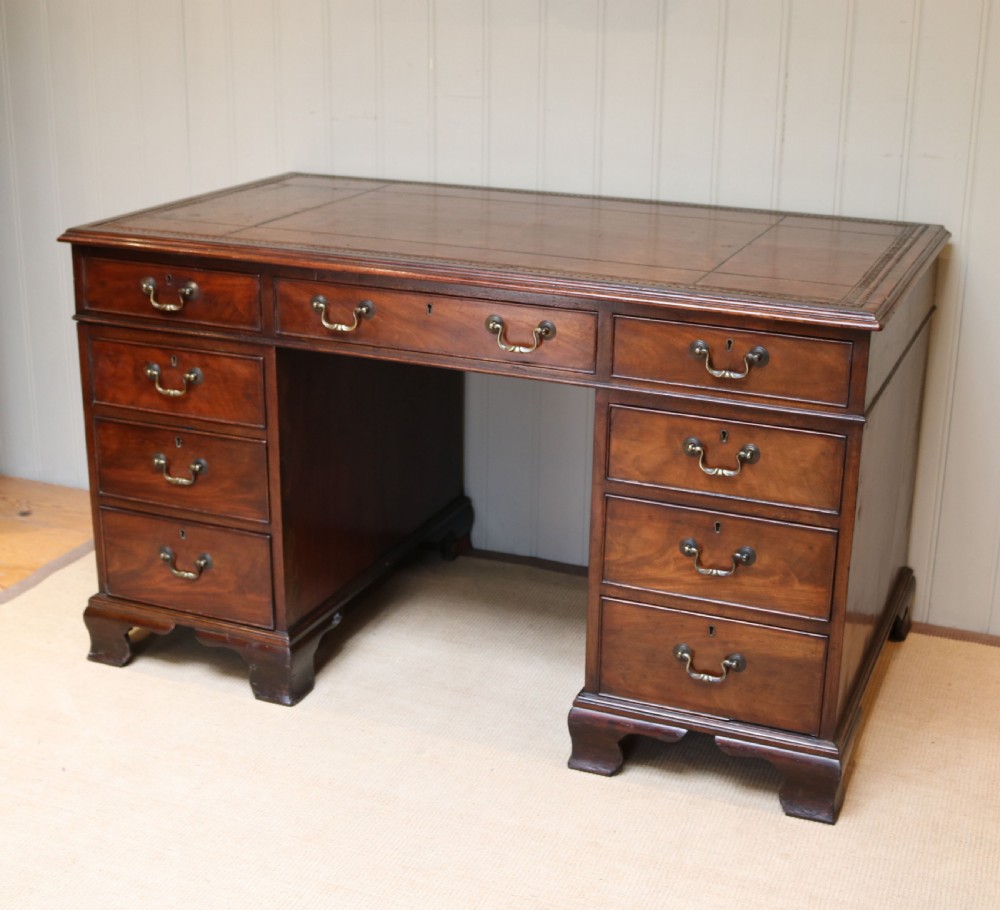 Georgian Style Solid Mahogany Pedestal Desk View IV