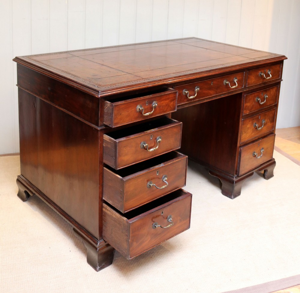 Georgian Style Solid Mahogany Pedestal Desk View V