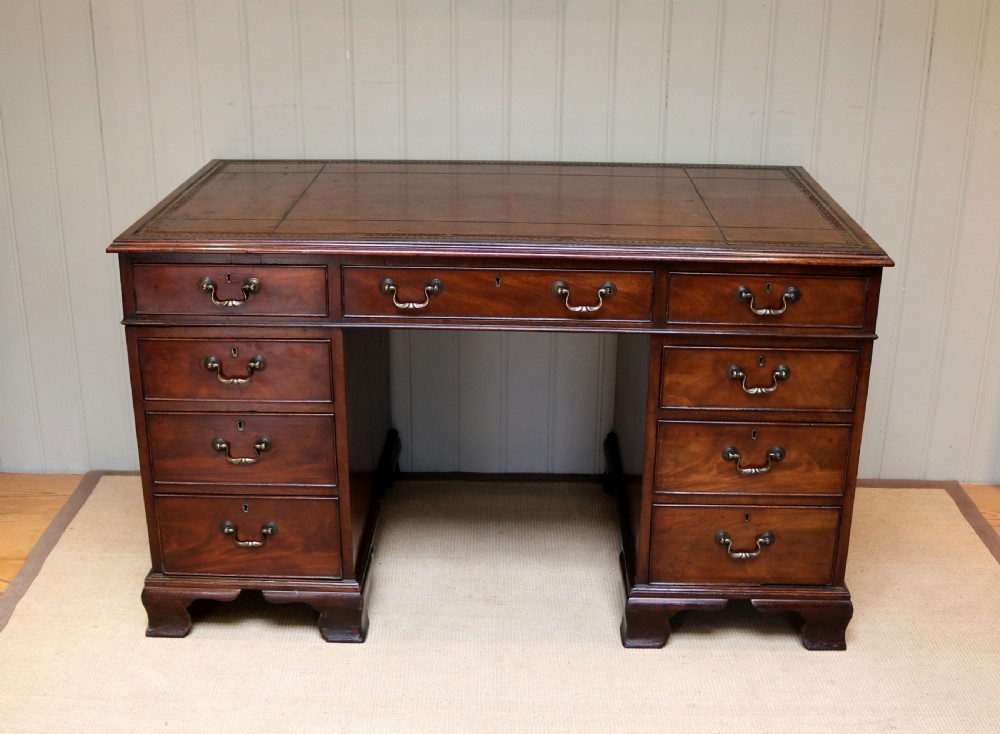 Georgian Style Solid Mahogany Pedestal Desk View VI