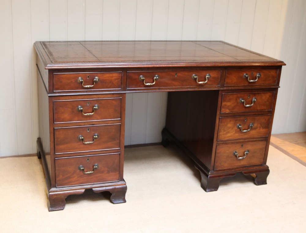Georgian Style Solid Mahogany Pedestal Desk View VII