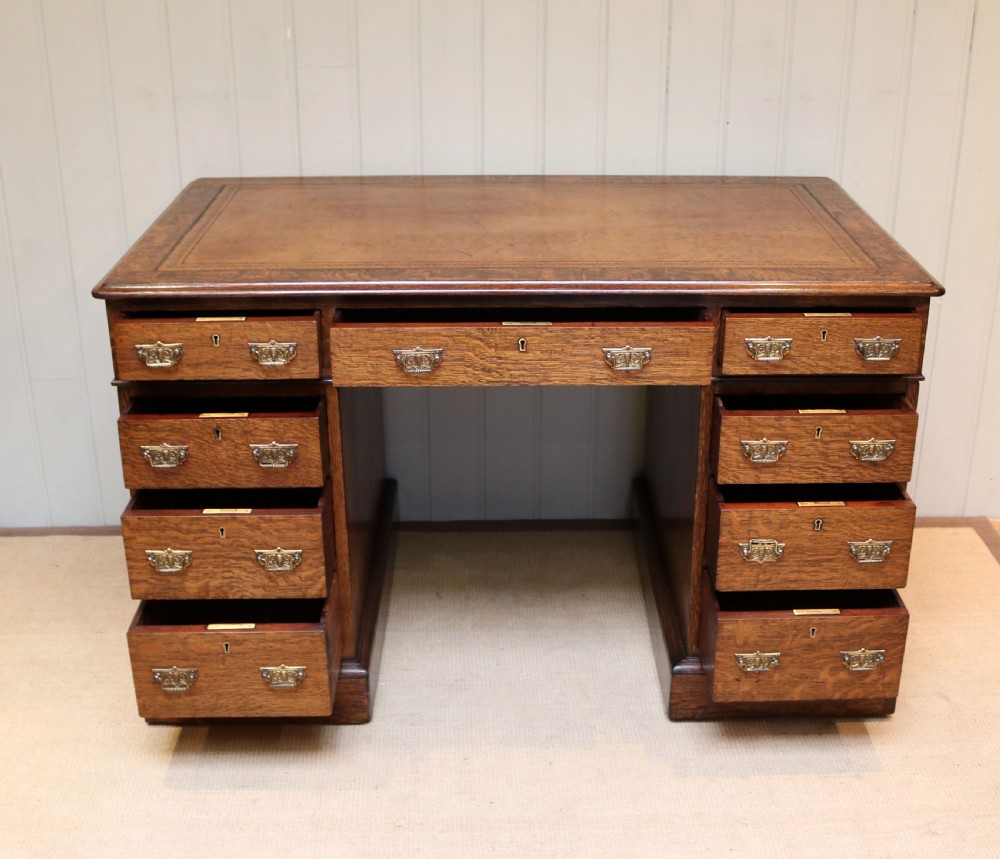Oak Pedestal Desk View VI