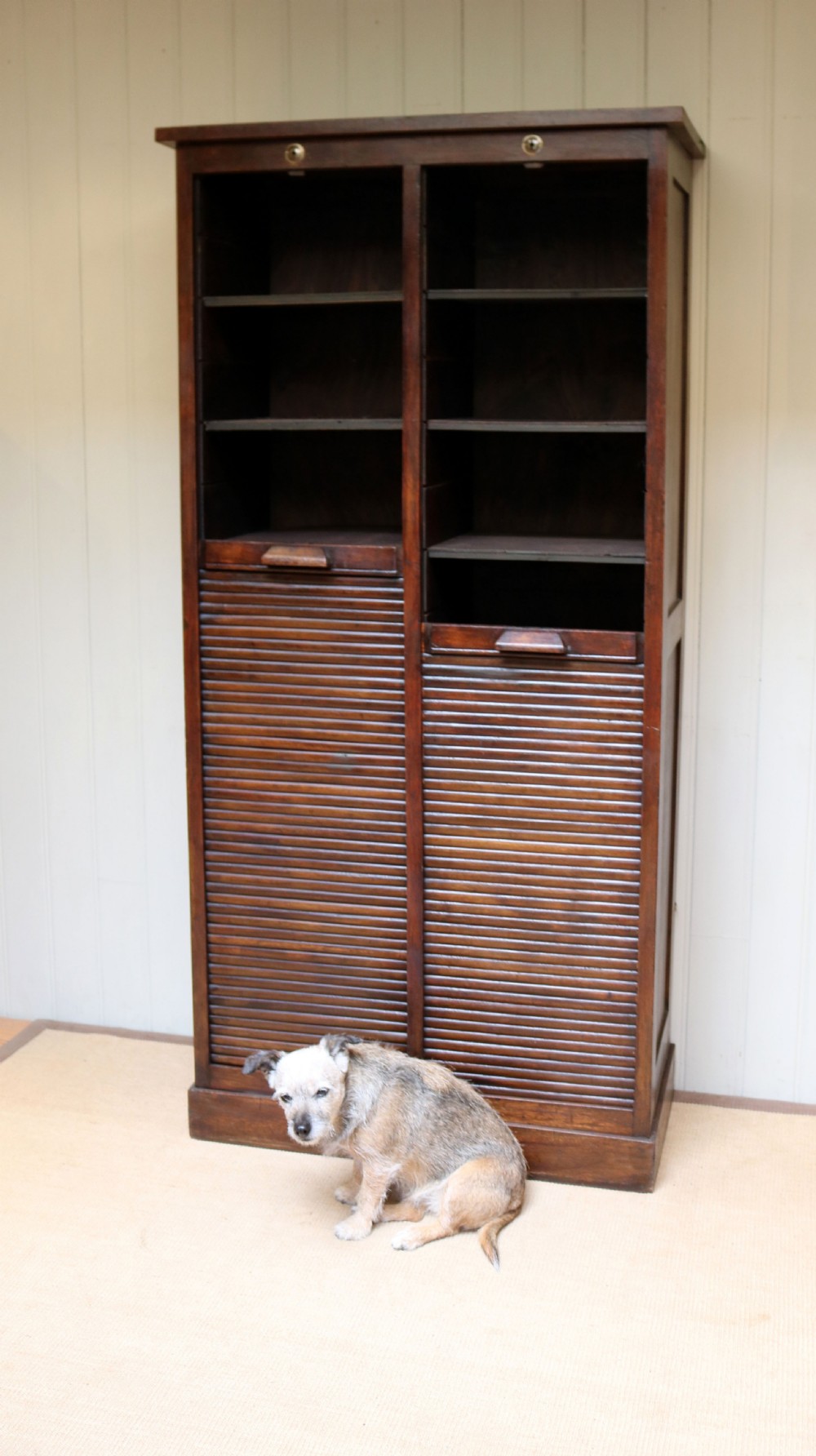 French Dark Oak Double Tambour Front Filing Cabinet  View IV