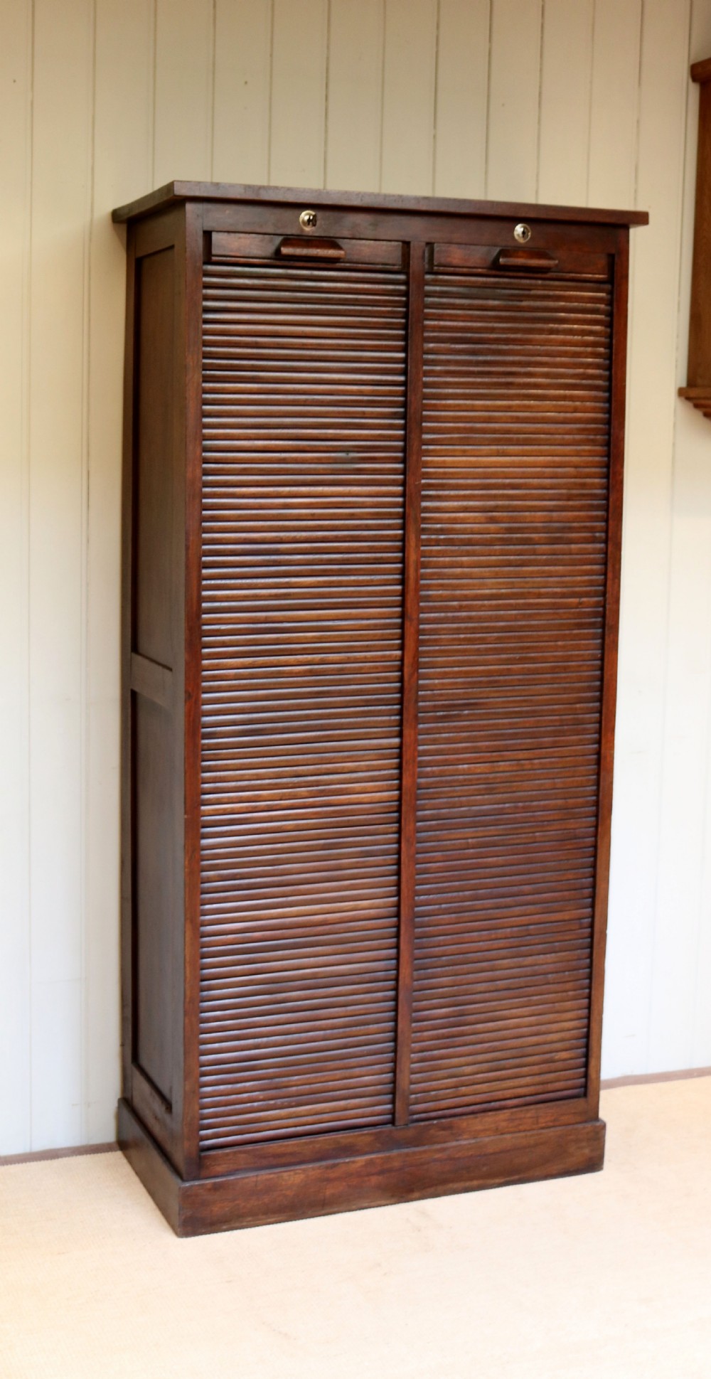 French Dark Oak Double Tambour Front Filing Cabinet  View VIII