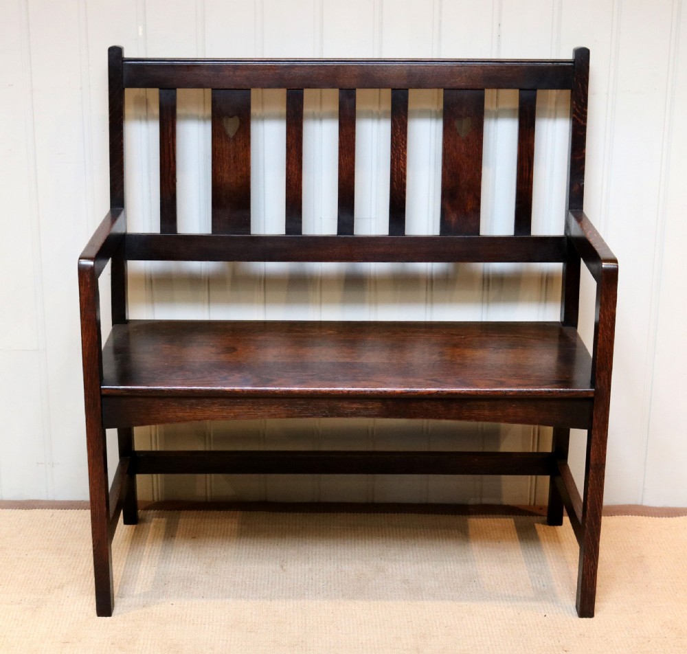 Solid Oak Arts And Crafts Bench View II