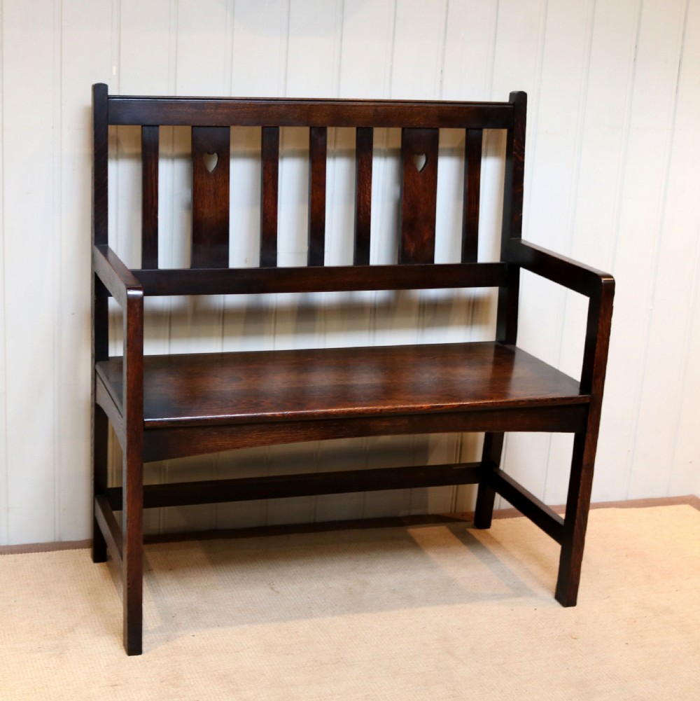 Solid Oak Arts And Crafts Bench View III