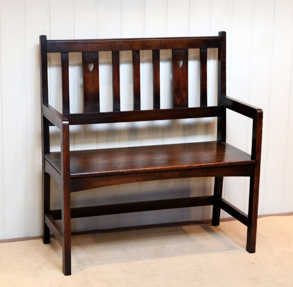 Solid Oak Arts And Crafts Bench View V
