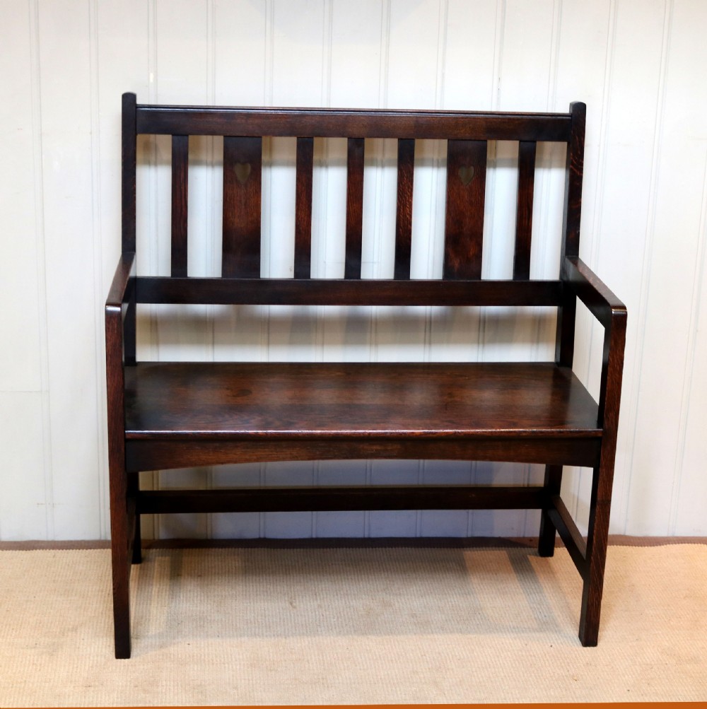 Solid Oak Arts And Crafts Bench View VI