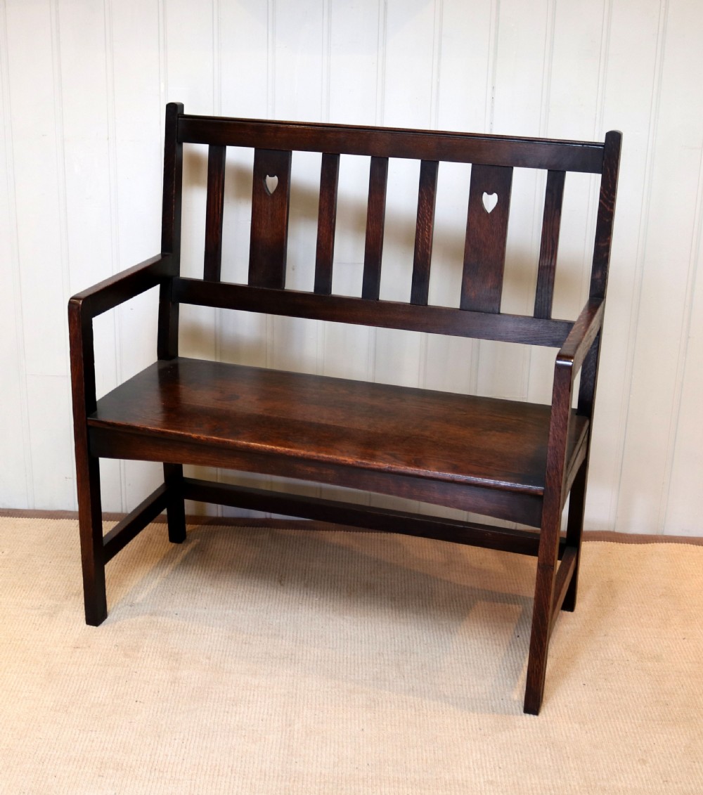 Solid Oak Arts And Crafts Bench View VII