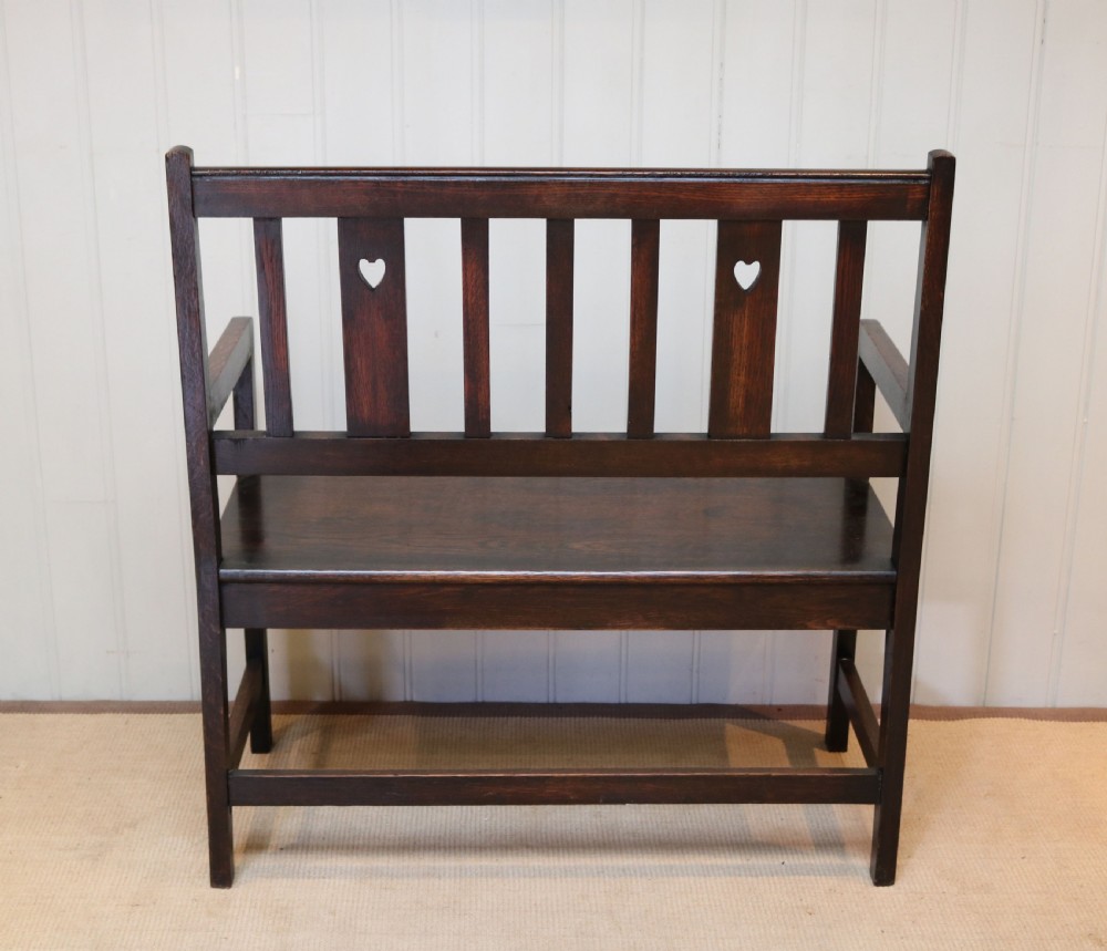 Solid Oak Arts And Crafts Bench View VIII