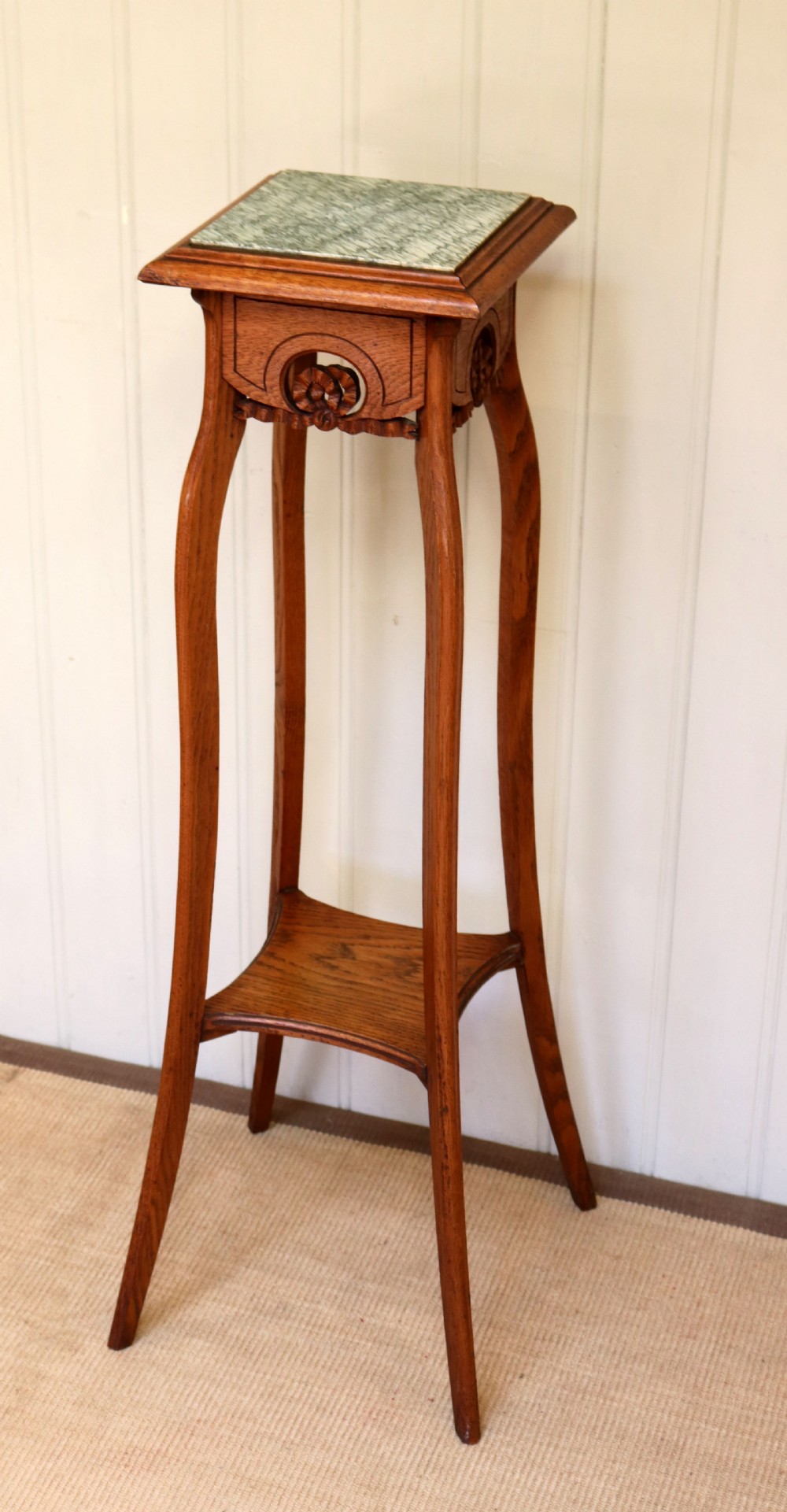 French Oak Marble Top Plant Stand View V