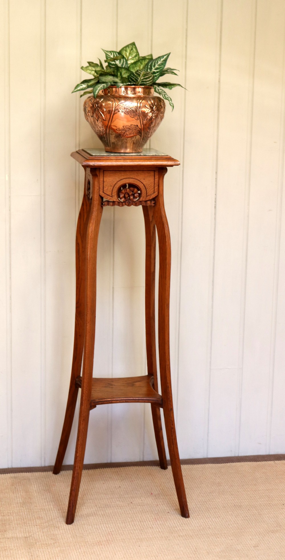 French Oak Marble Top Plant Stand View VIII